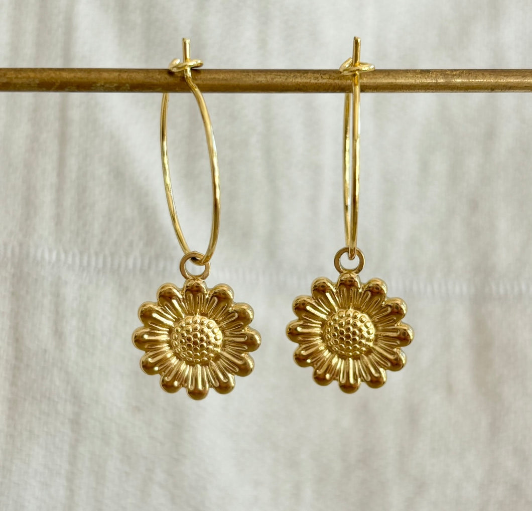 SUNFLOWER EAR HOOPS