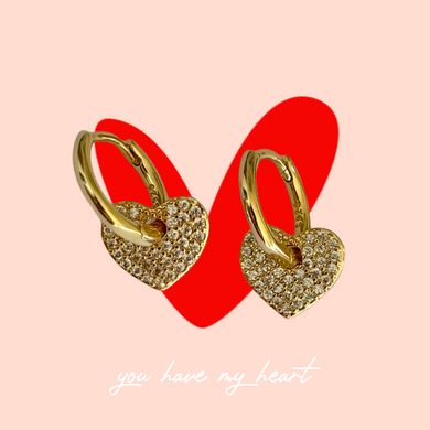 PAVED HEART EAR HOOPS