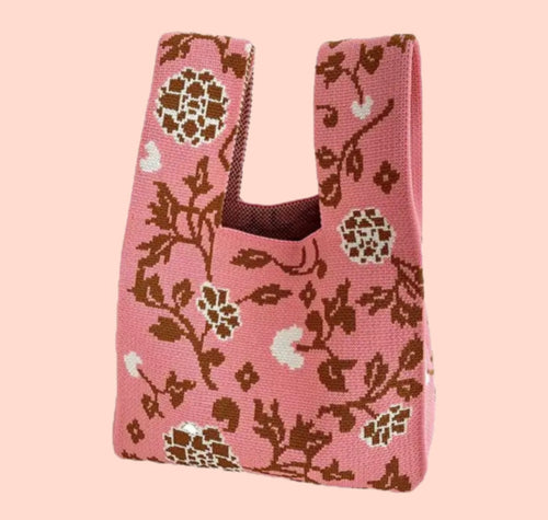 CHACHA KNIT TOTE [PINK CAMELLIA GARDEN]