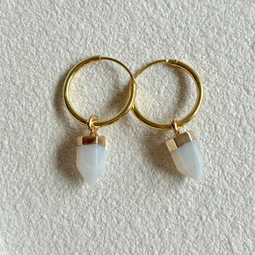 MAHLIA EAR HOOPS [WHITE QUARTZ]